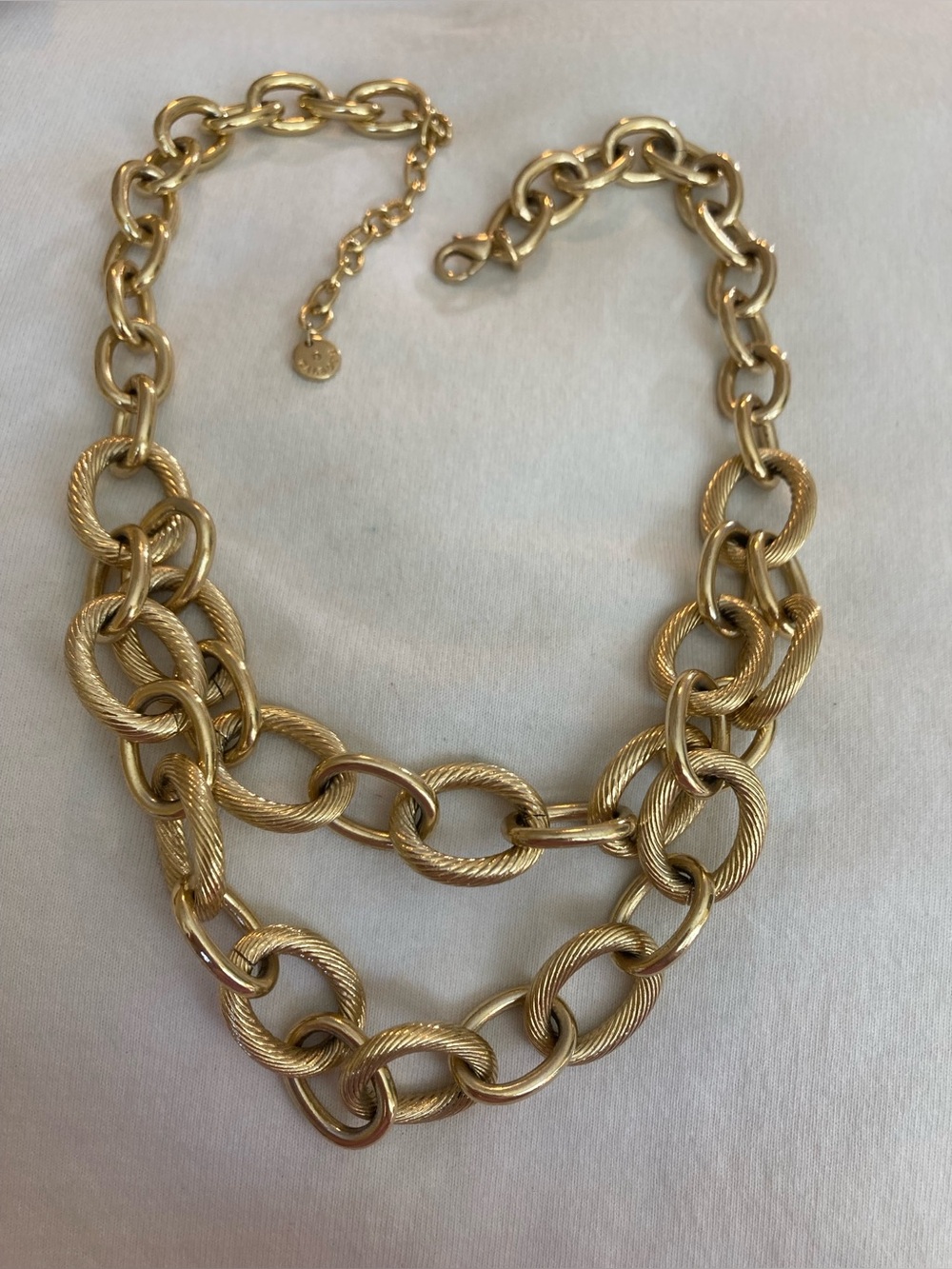 Talbots Gold Tone Chain Layered Heavy Necklace